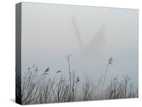 Thurne Mill viewed through the mist at Thurne, Norfolk, England, United Kingdom, Europe-Jon Gibbs-Stretched Canvas