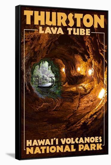 Thurston Lava Tube - Hawaii Volcanoes National Park-Lantern Press-Framed Stretched Canvas