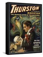 Thurston the Great Magician Holding Skull Magic Poster-Lantern Press-Framed Stretched Canvas