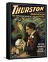 Thurston the Great Magician Holding Skull Magic Poster-Lantern Press-Framed Stretched Canvas