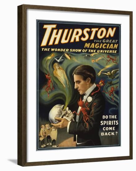 Thurston the Great Magician Holding Skull Magic Poster-Lantern Press-Framed Art Print