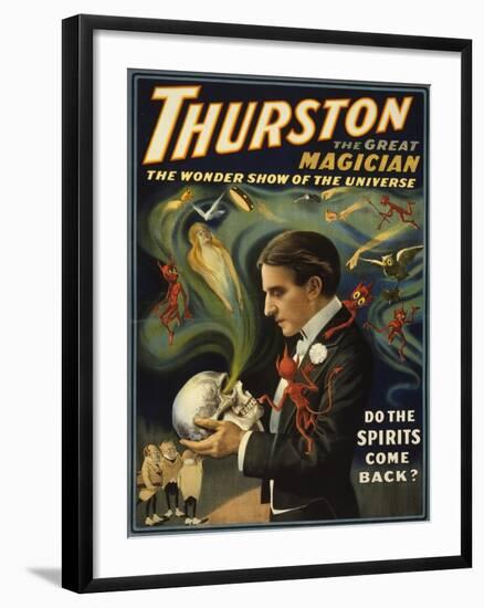 Thurston the Great Magician Holding Skull Magic Poster-Lantern Press-Framed Art Print