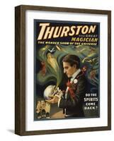 Thurston the Great Magician Holding Skull Magic Poster-Lantern Press-Framed Art Print