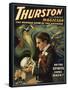 Thurston the Great Magician Holding Skull Magic Poster-Lantern Press-Framed Stretched Canvas