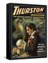 Thurston the Great Magician Holding Skull Magic Poster-Lantern Press-Framed Stretched Canvas