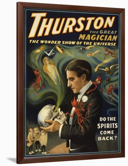 Thurston the Great Magician Holding Skull Magic Poster-Lantern Press-Framed Art Print