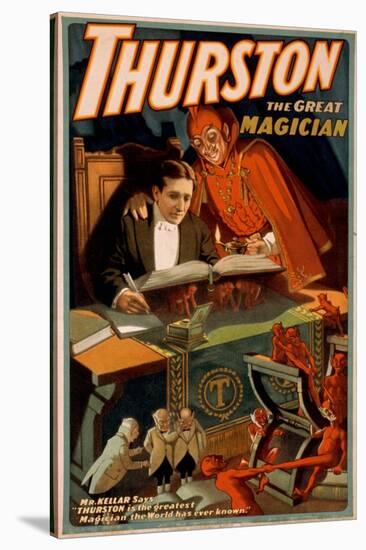 Thurston the Great Magician with Devil Magic Poster-Lantern Press-Stretched Canvas