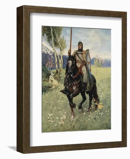 Thus it was that Parsifal began his pilgrimage, from 'The Stories of Wagner's Operas' by J. Walker-Ferdinand Leeke-Framed Giclee Print