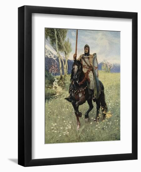 Thus it was that Parsifal began his pilgrimage, from 'The Stories of Wagner's Operas' by J. Walker-Ferdinand Leeke-Framed Giclee Print