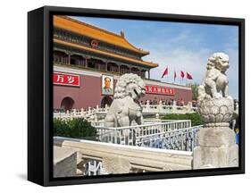 Tiananmen Sqaure in Front of Portrait of Mao Zedong on Gate of Heavenly Peace (Tiananmen Gate)-Gavin Hellier-Framed Stretched Canvas