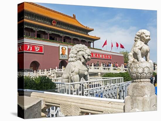 Tiananmen Sqaure in Front of Portrait of Mao Zedong on Gate of Heavenly Peace (Tiananmen Gate)-Gavin Hellier-Stretched Canvas