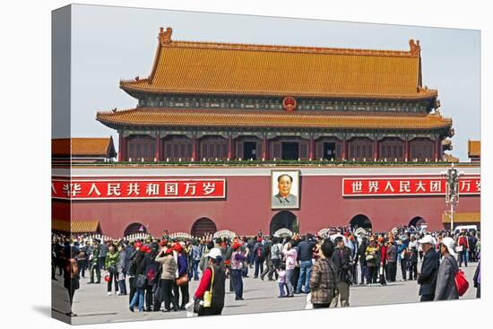 Tiananmen Sqaure in Front of Portrait of Mao Zedong on Gate of Heavenly Peace (Tiananmen Gate)-Gavin Hellier-Stretched Canvas