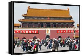 Tiananmen Sqaure in Front of Portrait of Mao Zedong on Gate of Heavenly Peace (Tiananmen Gate)-Gavin Hellier-Framed Stretched Canvas