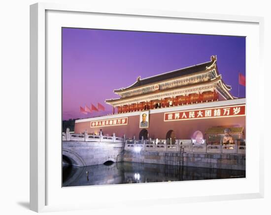 Tiananmen Square, Tiananmen Gate, Nightview, Beijing, China-Steve Vidler-Framed Photographic Print