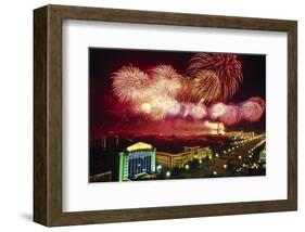 Tianemen Sq. Beijing Fireworks-null-Framed Art Print