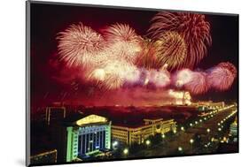 Tianemen Sq. Beijing Fireworks-null-Mounted Art Print