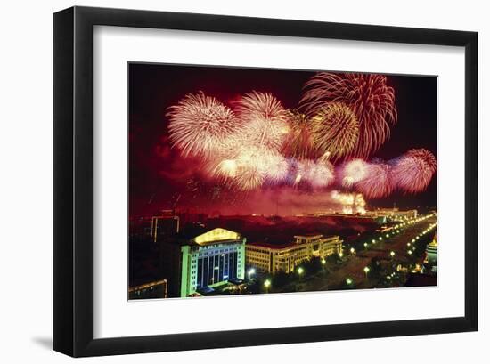 Tianemen Sq. Beijing Fireworks-null-Framed Art Print