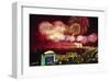 Tianemen Sq. Beijing Fireworks-null-Framed Art Print