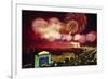 Tianemen Sq. Beijing Fireworks-null-Framed Art Print