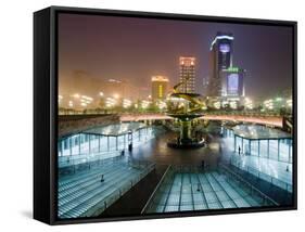 Tianfu Square at Night, Chengdu, Sichuan, China, Asia-Charles Bowman-Framed Stretched Canvas