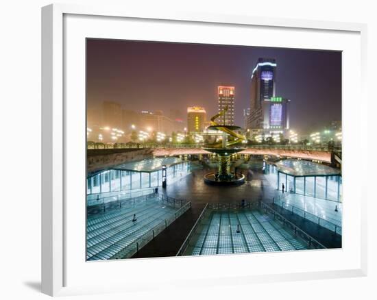 Tianfu Square at Night, Chengdu, Sichuan, China, Asia-Charles Bowman-Framed Photographic Print