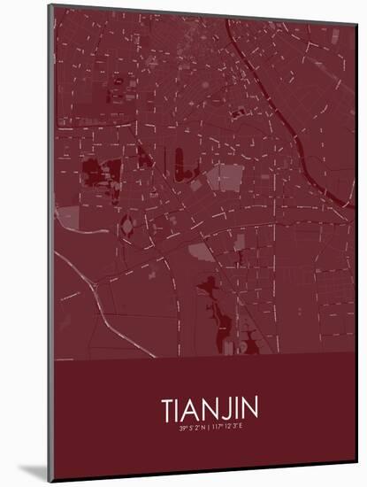 Tianjin, China Red Map-null-Mounted Poster