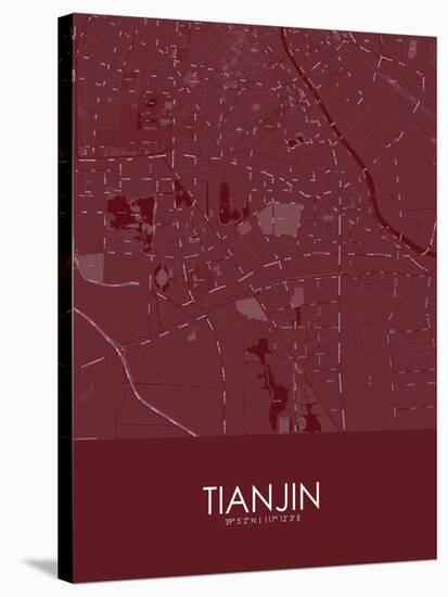 Tianjin, China Red Map-null-Stretched Canvas