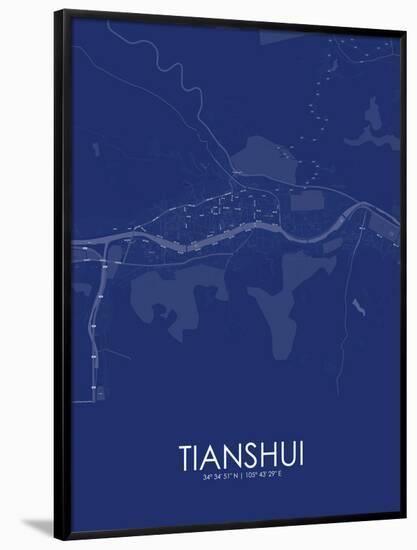 Tianshui, China Blue Map-null-Framed Poster