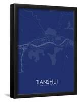 Tianshui, China Blue Map-null-Framed Poster