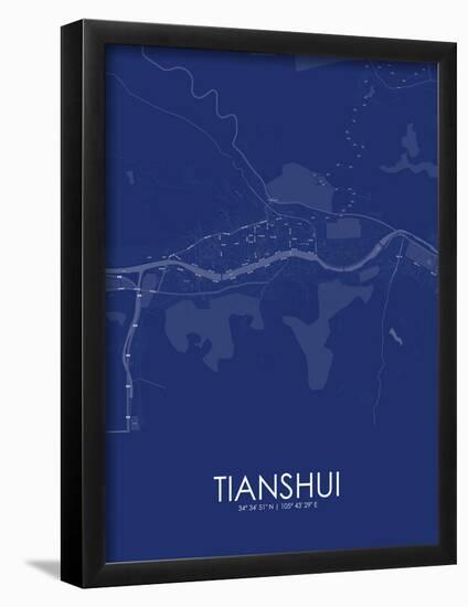 Tianshui, China Blue Map-null-Framed Poster