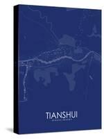 Tianshui, China Blue Map-null-Stretched Canvas