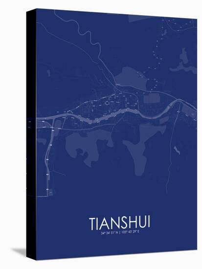 Tianshui, China Blue Map-null-Stretched Canvas