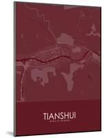 Tianshui, China Red Map-null-Mounted Poster