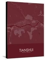 Tianshui, China Red Map-null-Stretched Canvas