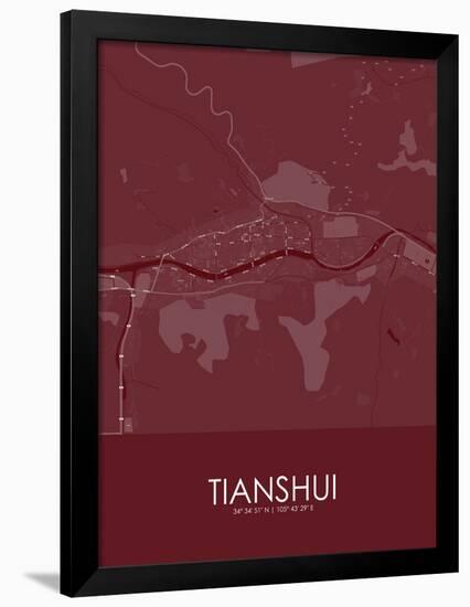 Tianshui, China Red Map-null-Framed Poster