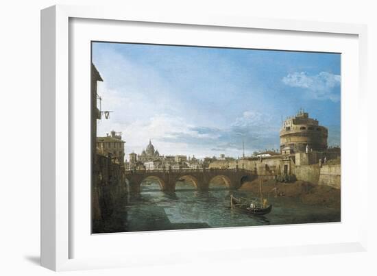 Tiber River and Castel Sant'Angelo, Rome, Circa 1742-Bernardo Bellotto-Framed Giclee Print