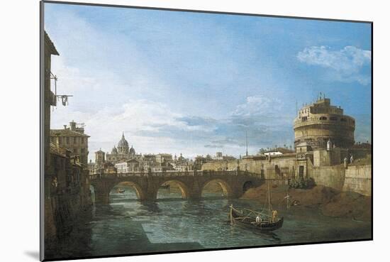 Tiber River and Castel Sant'Angelo, Rome, Circa 1742-Bernardo Bellotto-Mounted Giclee Print