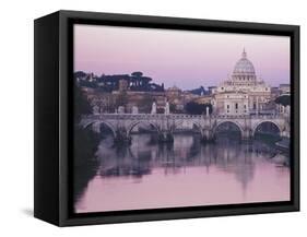 Tiber River and St. Peter's Basilica-Merrill Images-Framed Stretched Canvas