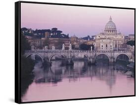 Tiber River and St. Peter's Basilica-Merrill Images-Framed Stretched Canvas