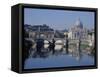 Tiber River and St. Peter's Basilica-Merrill Images-Framed Stretched Canvas