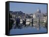 Tiber River and St. Peter's Basilica-Merrill Images-Framed Stretched Canvas