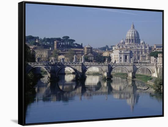 Tiber River and St. Peter's Basilica-Merrill Images-Framed Stretched Canvas