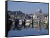 Tiber River and St. Peter's Basilica-Merrill Images-Framed Stretched Canvas