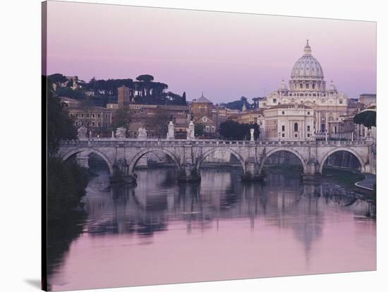 Tiber River and St. Peter's Basilica-Merrill Images-Stretched Canvas