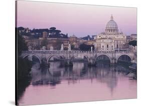 Tiber River and St. Peter's Basilica-Merrill Images-Stretched Canvas