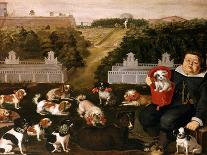 Dogs Belonging to the Medici Family in the Boboli Gardens-Tiberio Di Tito-Framed Stretched Canvas