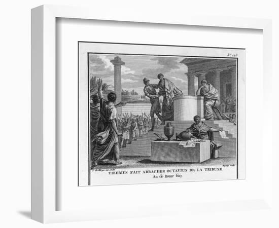 Tiberius Gracchus Unconstitutionally Deposes Octavius from the Office of Tribune-Augustyn Mirys-Framed Art Print