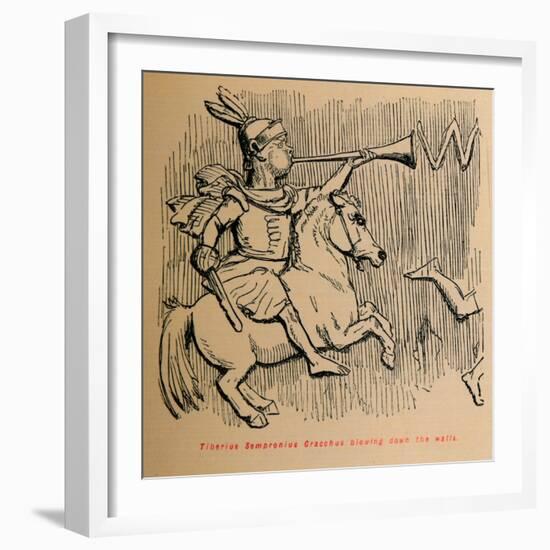 'Tiberius Sempronius Gracchus blowing down the Walls', 1852-John Leech-Framed Giclee Print