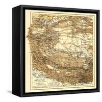 Tibet - Panoramic Map-Lantern Press-Framed Stretched Canvas