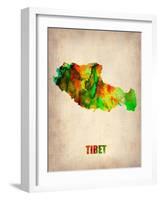 Tibet Watercolor Map-NaxArt-Framed Art Print